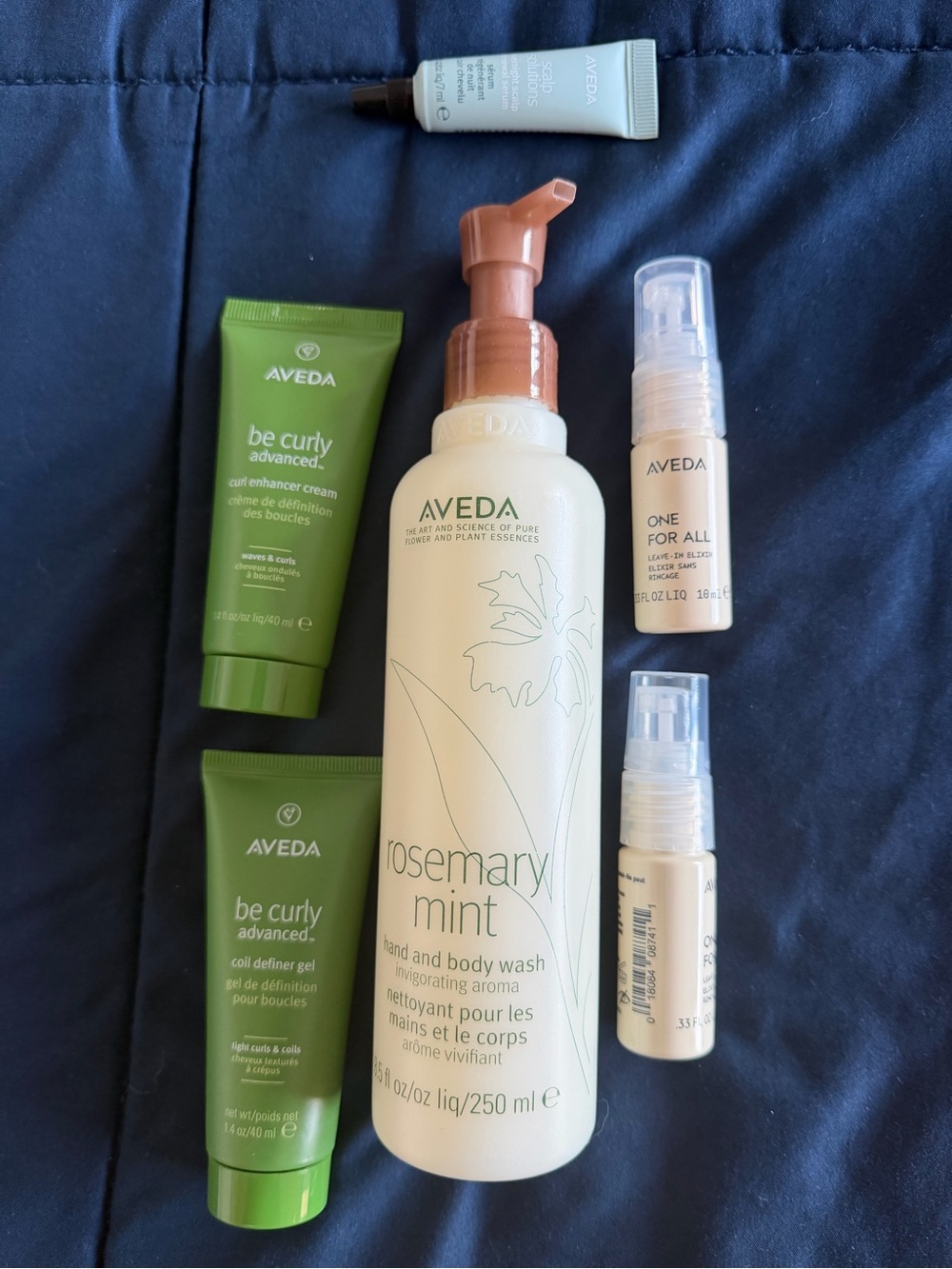 AVEDA Rosemary Mint Hand & Body Wash with Green Curl Care Tubes-never used